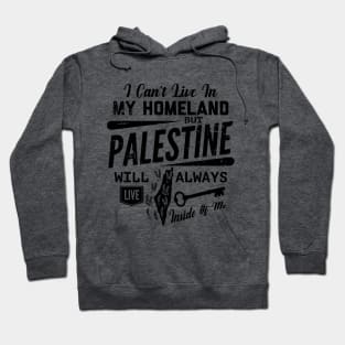 Palestine Will Always Live Inside Of Me Palestinian Right of Return Design - blk Hoodie